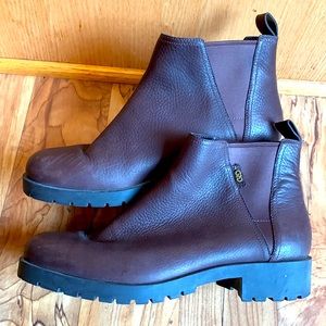 Cole Haan Grand O/S size 10 brown waterproof leather Chelsea boots slip on EUC
